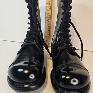 Vintage Double H Brand Panco US Army Black Millitary Jump Boots 1970 Size 9-D